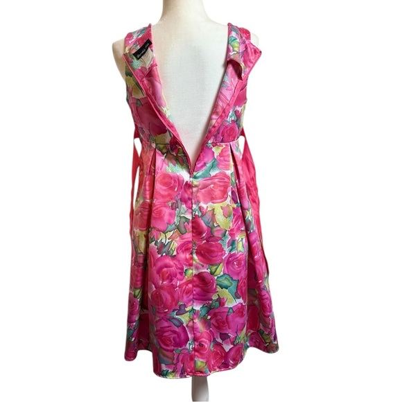 Youth Floral Satin Summer Spring Sleeveless Scoop Neck Sundress - Picture 5 of 14